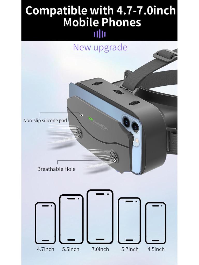 Qianhuan Magic Mirror 3D VR Glasses: Head-Mounted, Compatible with Large-Screen Mobile Phones for Movies & Games.