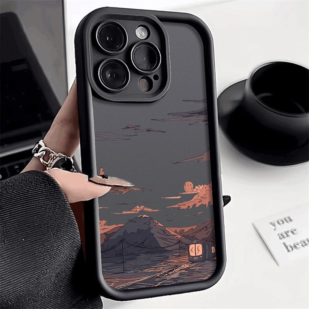 Phone Case for iPhone 16 15 14 13 12 11 Pro Max XS XR X Plus 12 13 Mini Cover Landscape Mountain Cloud Silicon Shockproof Cover
