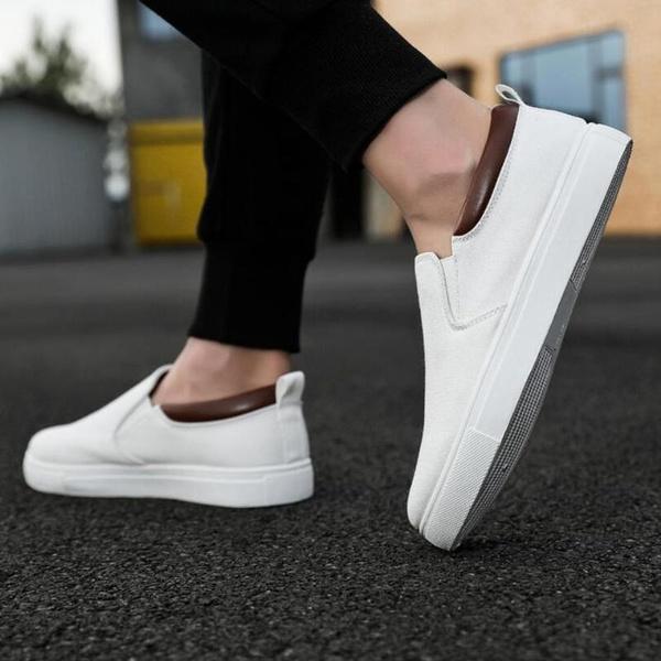 Men's Casual Slip-on Shoes White Flat Shoes All-match Street Shoes