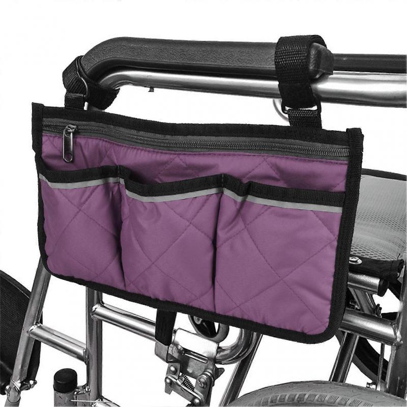 Multifunctional Wheelchair Side Hanging Bag Office Chair Storage Bag Armrest Pouch OrganizerPurple