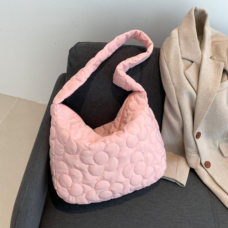 Chic Korean Style Cotton Tote Bag For Women 2023 New Pleated Cloud Bag Autumn Winter