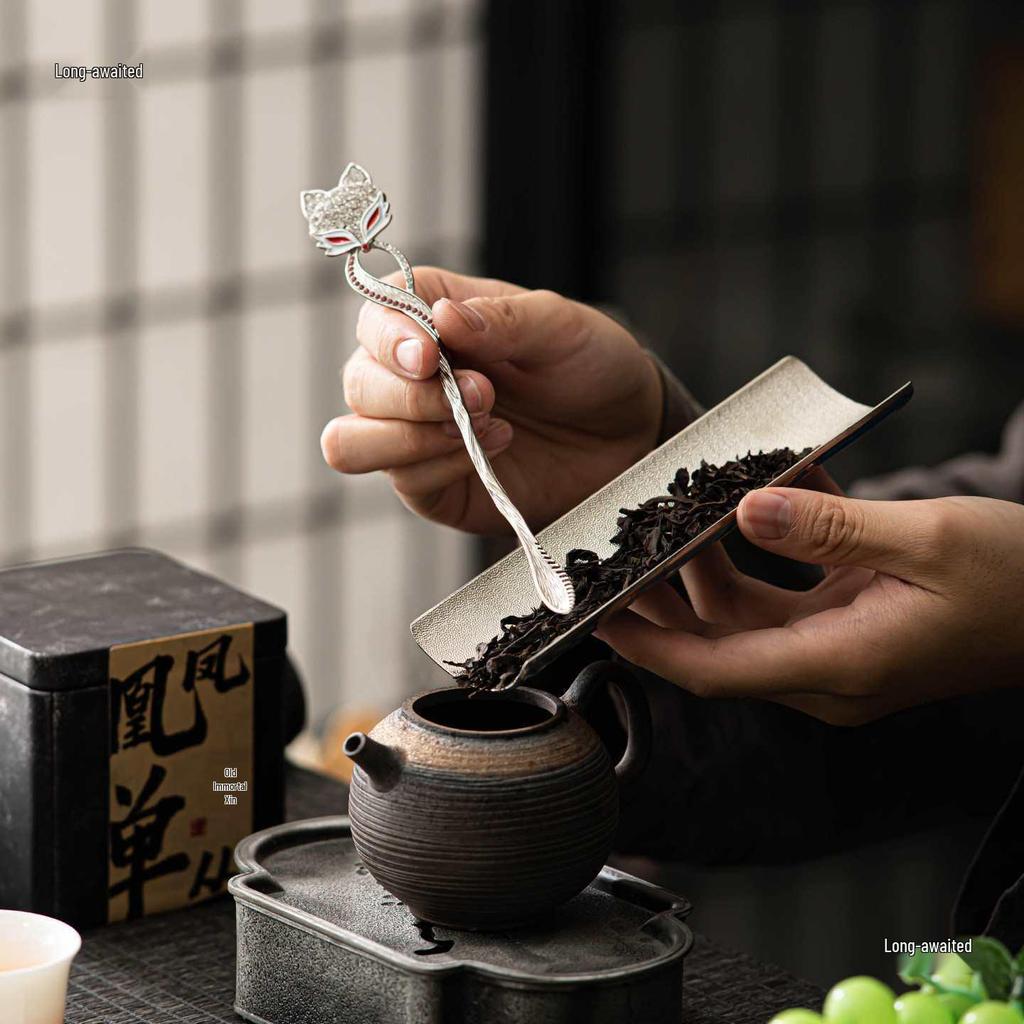 Japanese Tin Tea & Coffee Scoop - Long Handle Stirrer & Dual-Use Incense Burner Tool