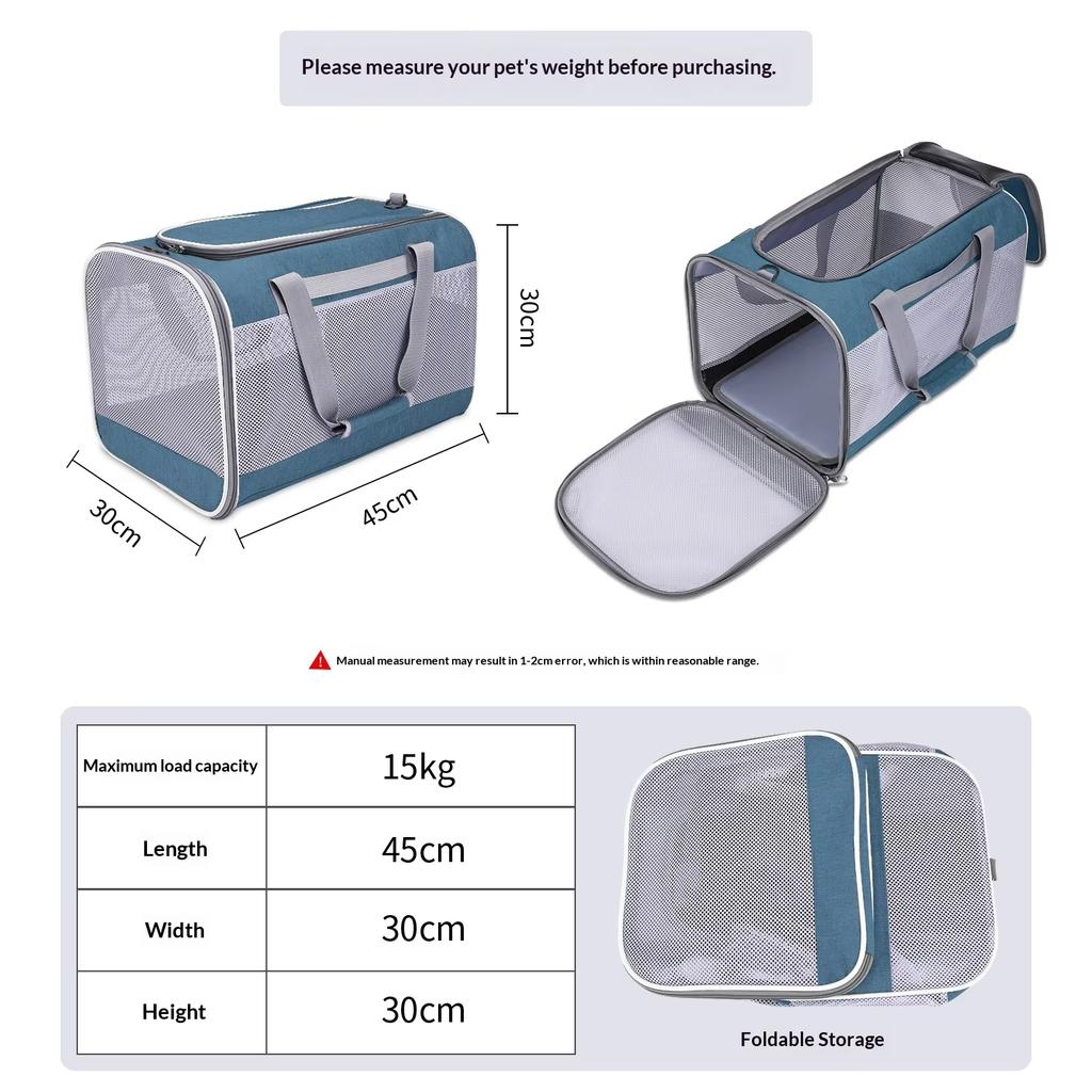 Ultra-Light Washable Large Capacity Pet Shoulder Hand Bag Durable Foldable Outdoor Fashion Breathable Portable Travel Bag