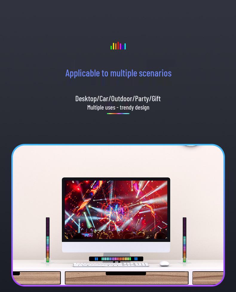 RGB Sound-Sync Rhythm Light: Trendy Colorful Music Atmosphere LED for Car or Desk with Sound Sensor