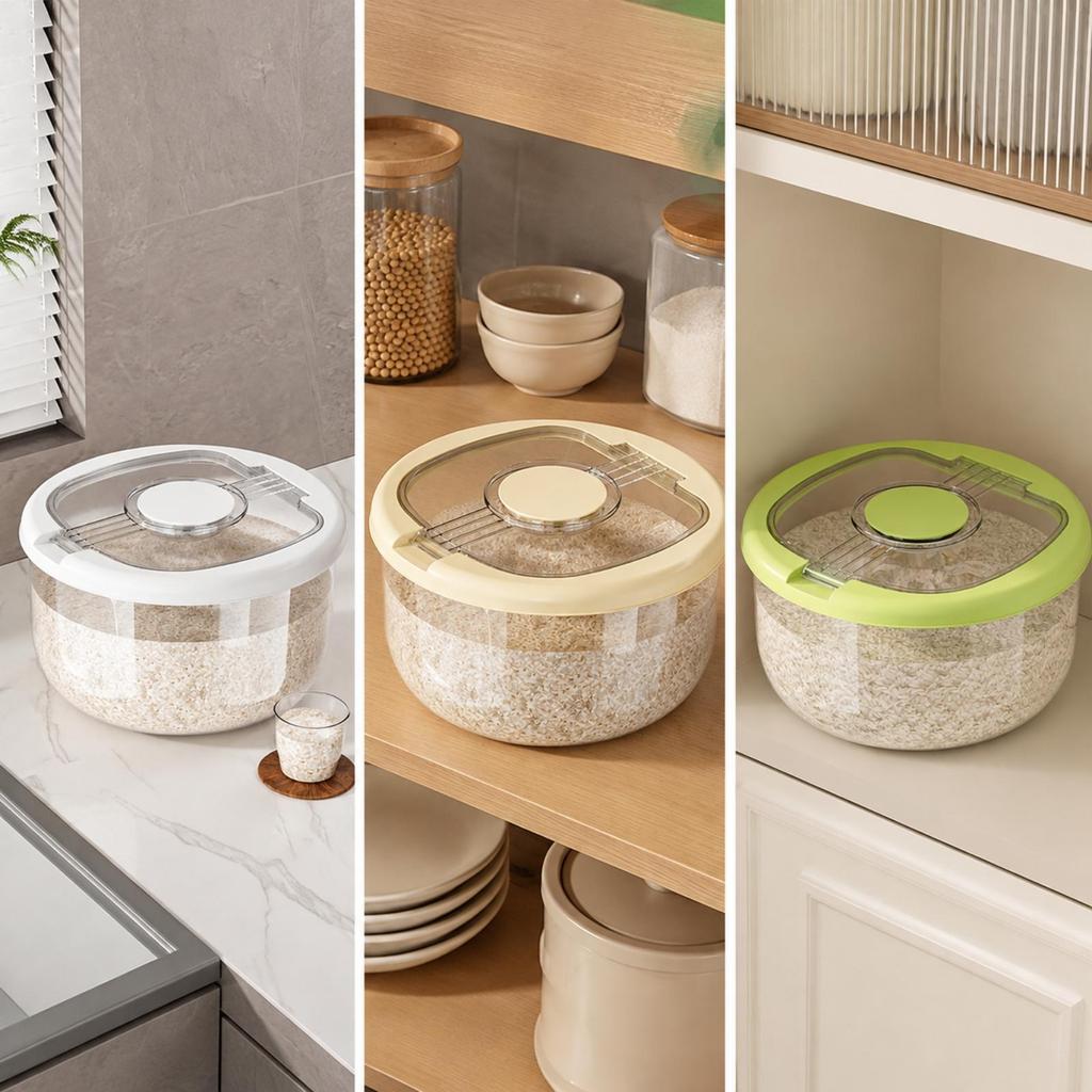 Moisture-Proof Rice Container with Hinged Lid Transparent Sealed
