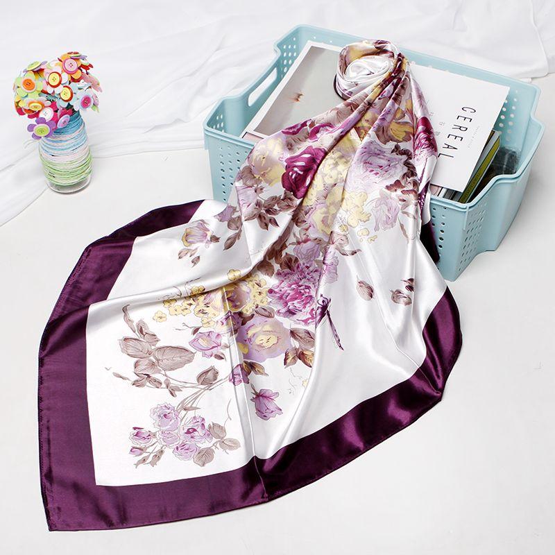 Sommerschal, 90 cm, großer quadratischer Schal, Seidenschal für Damen, vielseitiges Kopftuch, Sonnenschutzschal