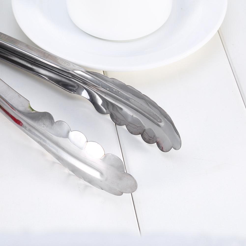 9" Stainless Steel BBQ Clip Buffet Food Tongs Bread Steak Kitchen Serving Clamp Tools