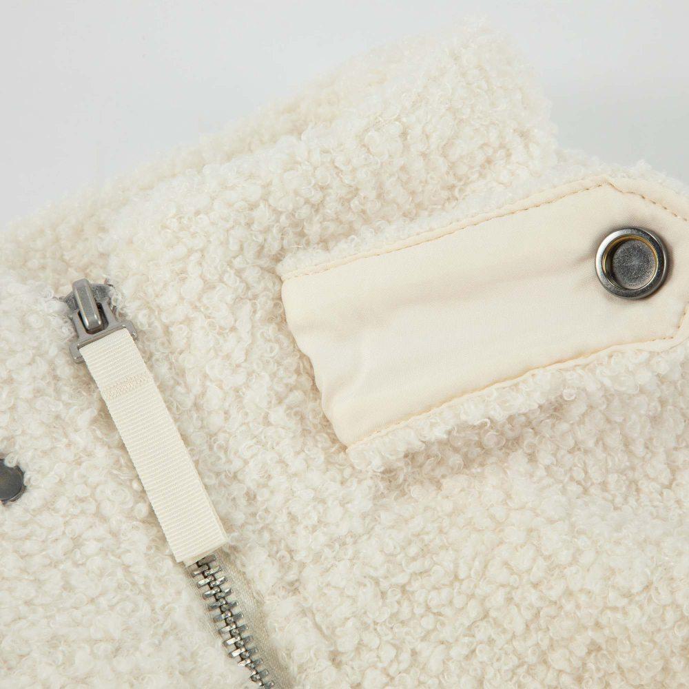 Puma Mmq Series Solid Color Zip-Up Stand Collar Button-Down Long Sleeve Faux Shearling Jacket Unisex Jackets White 536625-65