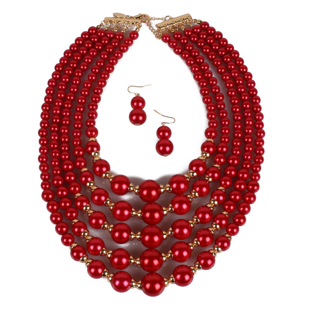 Set Colier și Cercei Handmade Colier Multistrat Fermecător Set Bijuterii de Modă pentru Femei