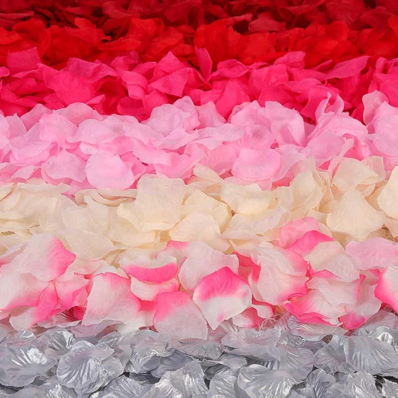 2000/100Pcs Artificial Fake Rose Petals Colorful Simulation Silk Rose Petal For Valentines Day Wedding Party Romantic Decoration