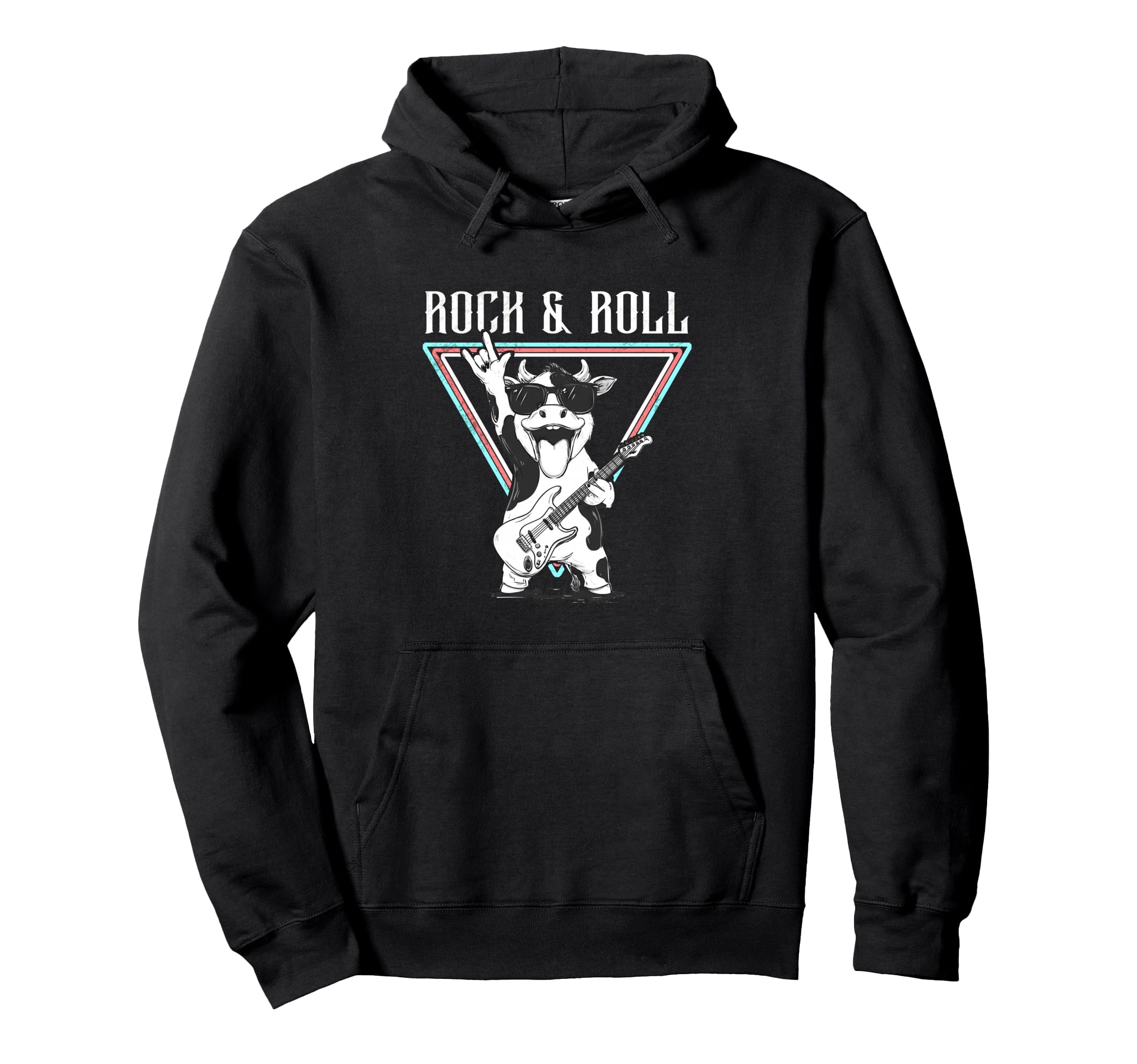 

Rock and Roll Cow with Sunglasses and Guitar Hoodie