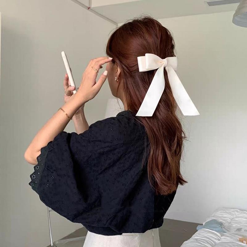 Korean Style Fabric Hair Bow Hairpin For Women Girls Ribbon Hair Clips Bowknot Spring Clip Female Hair Accessories