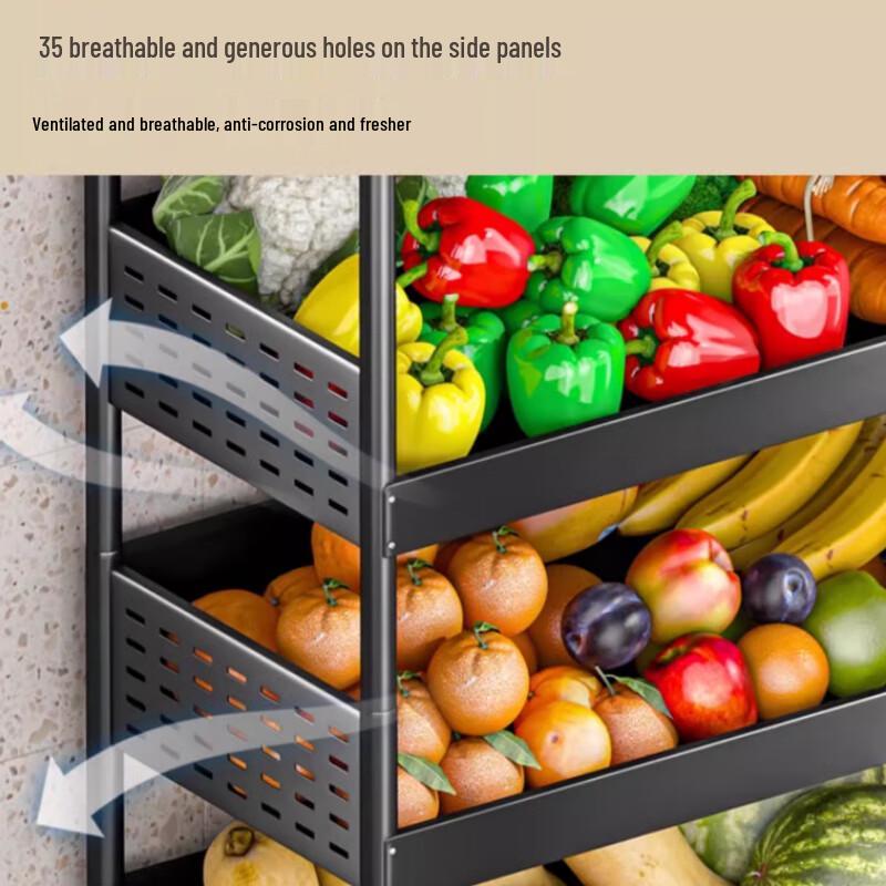 3-Tier Floor-Standing Kitchen Storage Rack with Baskets