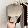 American Style Slim Fit Long Sleeve Women's Brushed T-shirt with Zippered Half-Open Collar for Autumn/Winter.