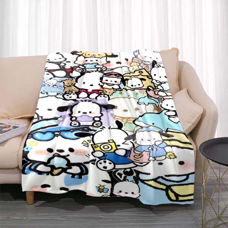This Cute Pochacco-print Cartoon Blanket Is Made of Warm and Comfortable Flannel and Is Suitable for Bedrooms, Sofas, Beds,