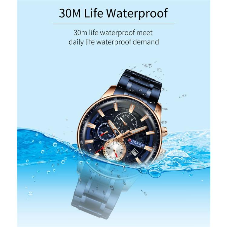 CURREN Men's Calendar Watch with Steel Business Waterproof Quartz Watch