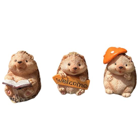 Resin Animal Garden Statue Cartoon Bunny Turtle Hedgehog Figurine for Fairy Garden Yard Lawn Indoor Outdoor Decor
