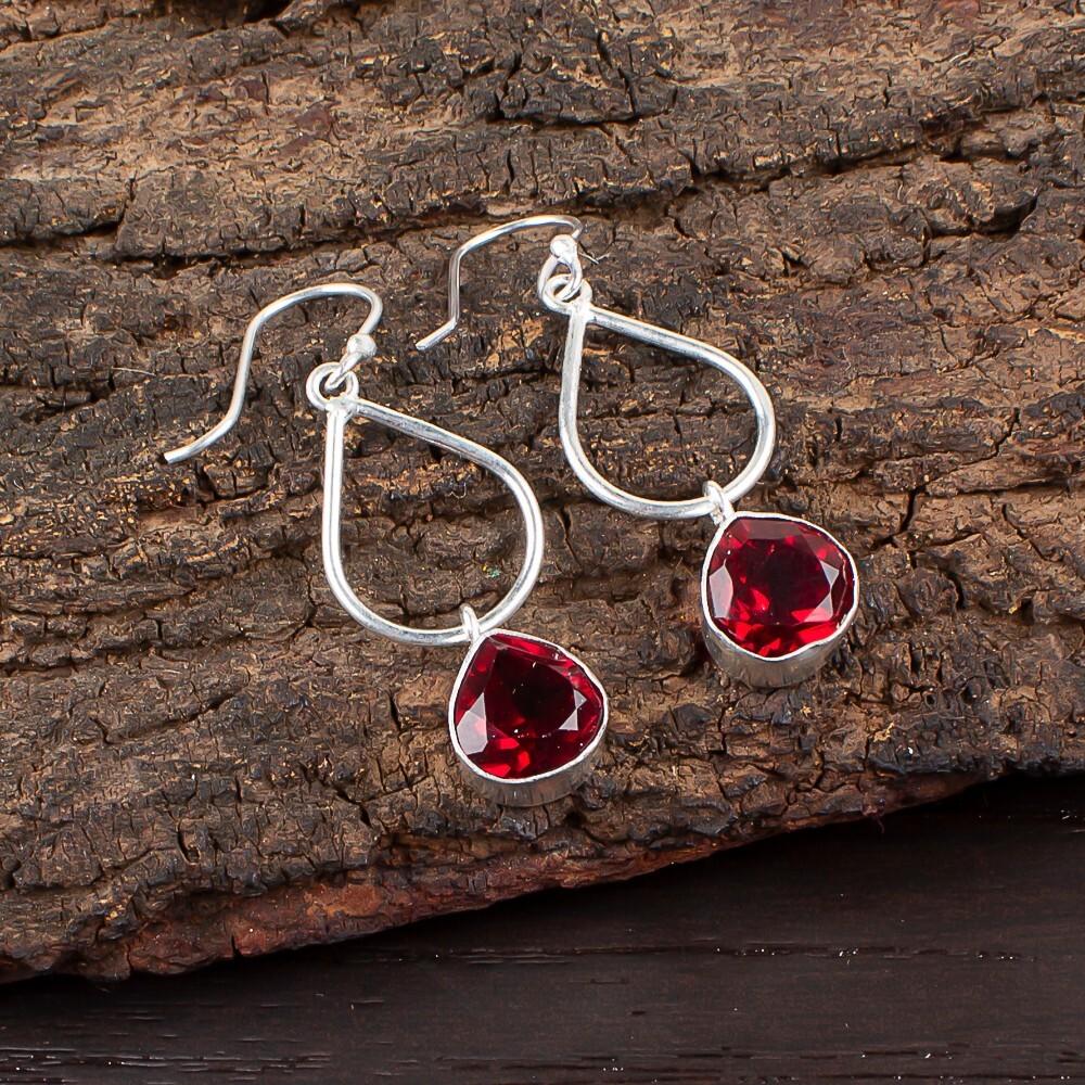 

Pink Rubellite Gemstone 925 Sterling Silver Jewelry Handmade Boho Earrings 1.90 EE-19-10