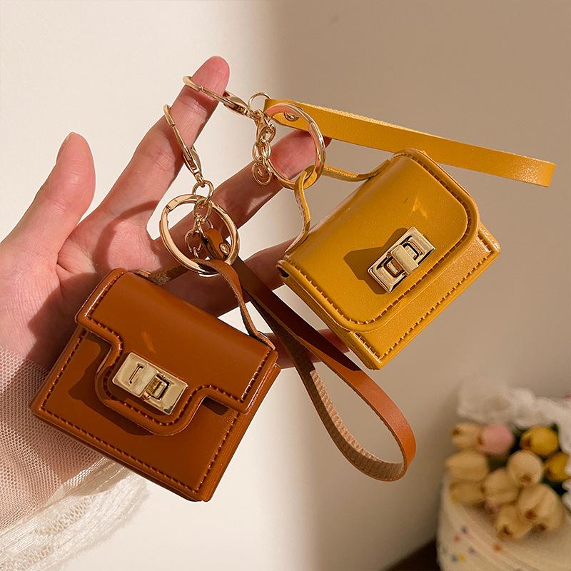 Creative Mini Coin Bag Keychain Money Change Purse  Versatile Pu Leather Key Bags Earphone Storage Bag Pendant
