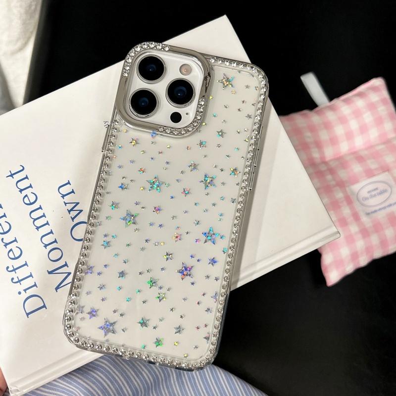 Luksuriøst Diamantstjerne Glitter Telefondeksel For iPhone 15 11 12 13 14 16 Pro Max 16 Plus Bling Gjennomsiktig Støtsikkert Mykt TPU-deksel