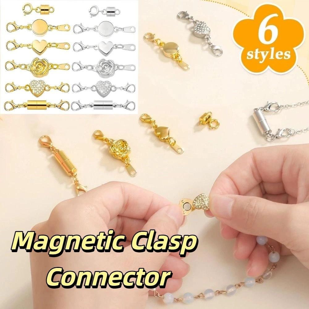 12Pcs Double Head Lobster Magnetic Bracelet Extender Gold/Silver Lobster Clasps  Women