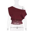 Women's Off Shoulder Lace Patchwork Short Sleeve Blouses Slim Fit Elegant Tee