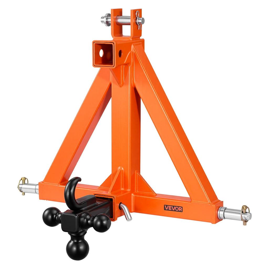 3 Point Trailer Hitch with 50.8mm Receiver, 3 Pt Quick Hitch with 3 Trailer Balls, Tractor Tow Drawbar Adapter for Category 1, Kubota, Mahindra, Ford,
