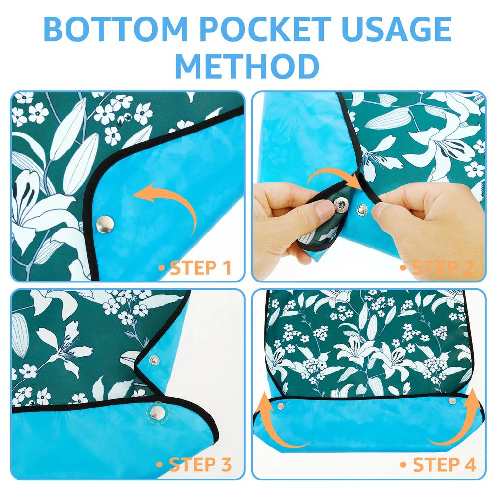 3 Pcs Adult Bib Polyester Waterproof Clothing Protector with Crumb Catcher Exquisite Floral Design Washable Elderly Eating Bib