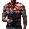 American Flag Pattern 3D Digital Printing Men's Fashionable Round Neck Short Sleeved T-shirt
