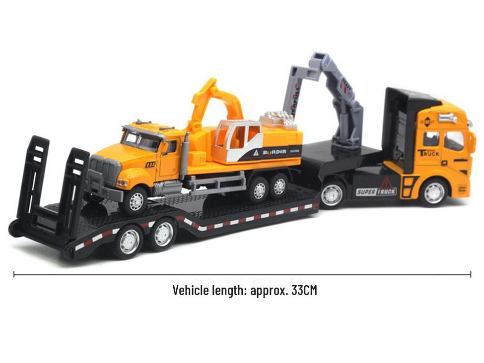 Children's Alloy Transport Toy: Pull-Back Fire Truck, Trailer, Tank & Excavator