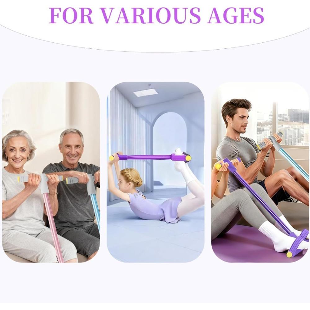 Multi-Functional Resistance Rope & Foot Pedal Yoga Band - Elastic Core, Waist, Arm, & Leg Stretching Fitness Equipment