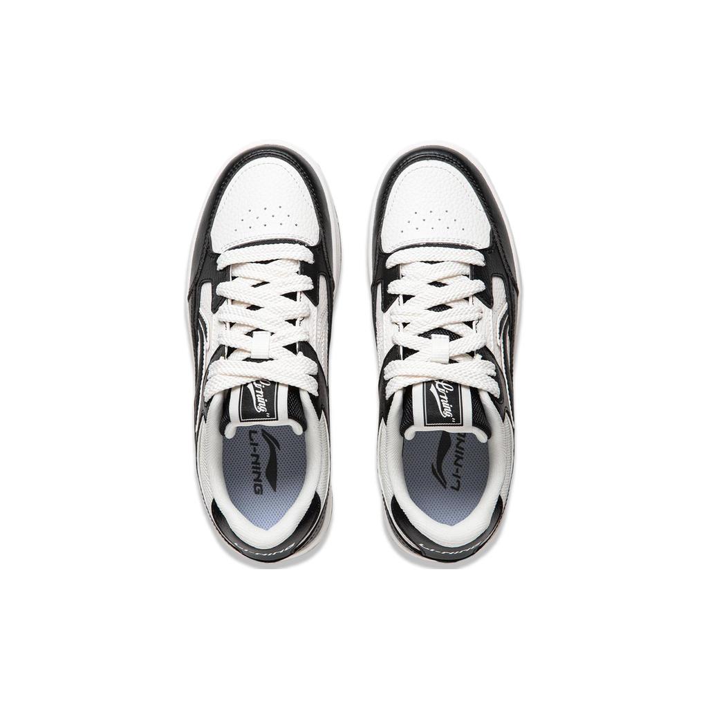 Li Ning Tianji Slip Resistant, Abrasion Resistant, Lightweight, Breathable Low Top Skateboard Shoes Women's White Black AGCU096-4