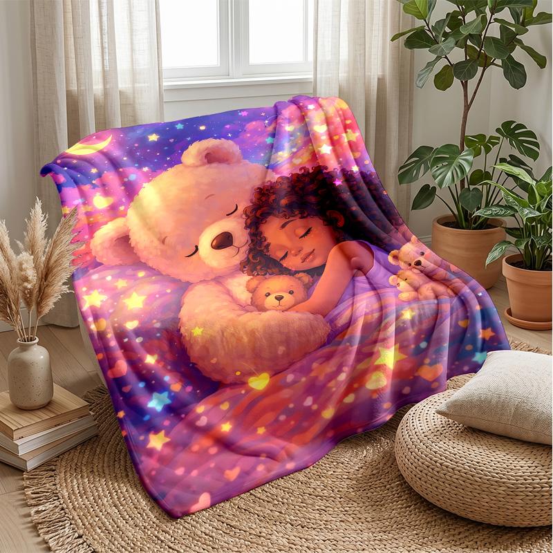 Snowy Animal Group Theme blanket Lightweight Warm Flannel Blanket Decorative Throw Blanket for Home Decoration