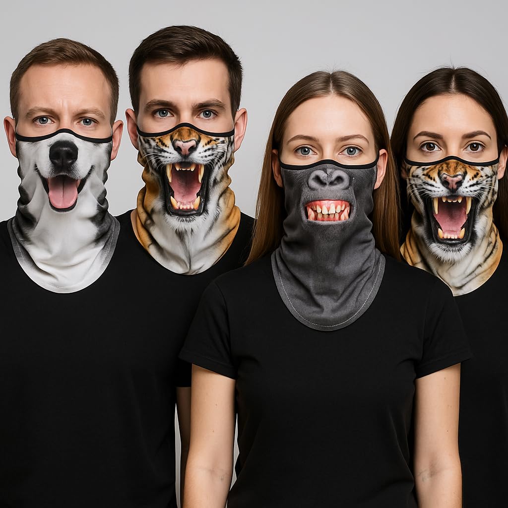 Boono Gesicht Tier Hals Skimaske, Wärmer, Sturmhaube, Sturmhaube, Halloween, Motorrad, (Gorilla Wütend)