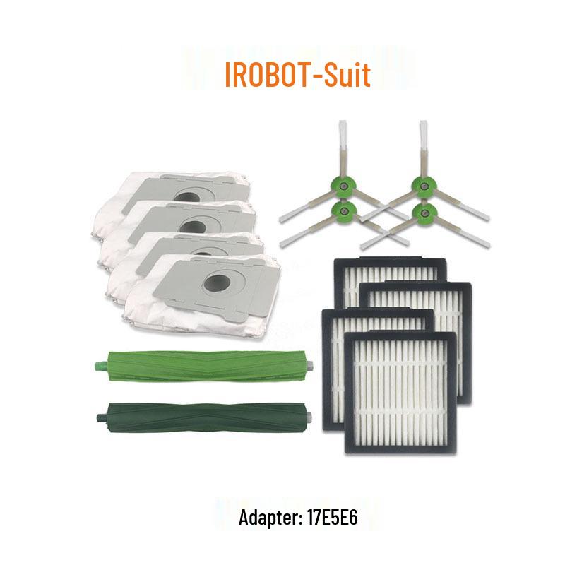Compatible Side Brush, Roller Brush, Filter, Filter Element, and Dust Bag Accessories for iRobot Vacuum Models I7, E5, E6, I2, I3, and I6.