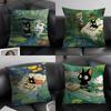 Cartoon Pond River Cat Beautiful Pillow Case Pattern Printed Pillowcase For Living Room Sofa Cushion Cover & Bedroom Decor