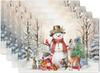 Winter Snowman Placemats 4pc S Winter Forest 12x18 Inch Xmas Table Mats for Holiday Party Home Kitchen Dining Decor