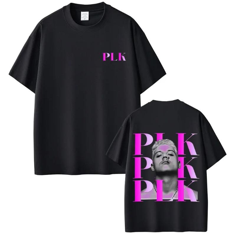 Rapper Plk Face Graphic Print Tshirt Oversized Fashion Pop Music Streetwear Unisex Casual Cotton T Shirts Vintage Hip Hop Tees