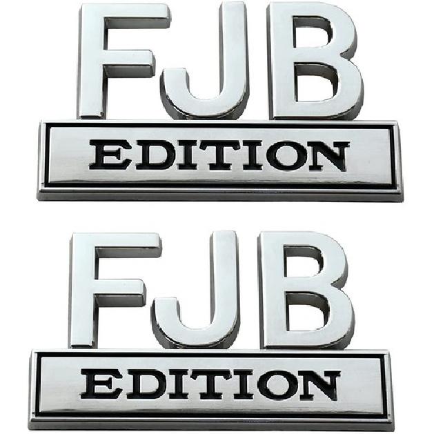 2pcs Metal FJB Edition Decals Sticker 3D Raised Letter Emblem Chrome Black