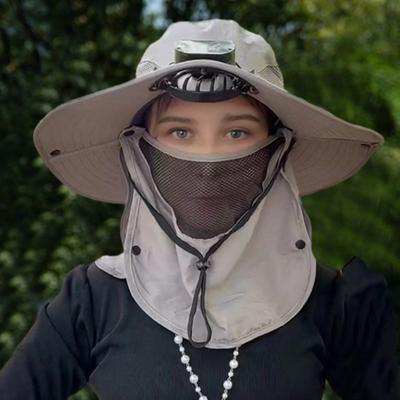 Solar Fan Hat with Face Guard Neck Flap UPF 50+ UV Protection Hat