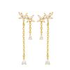 925 Silver Needle Long Chain Stud Earrings For Women Exquisite Zircon Geometric Tassel Pendant Earrings Luxury Jewelry