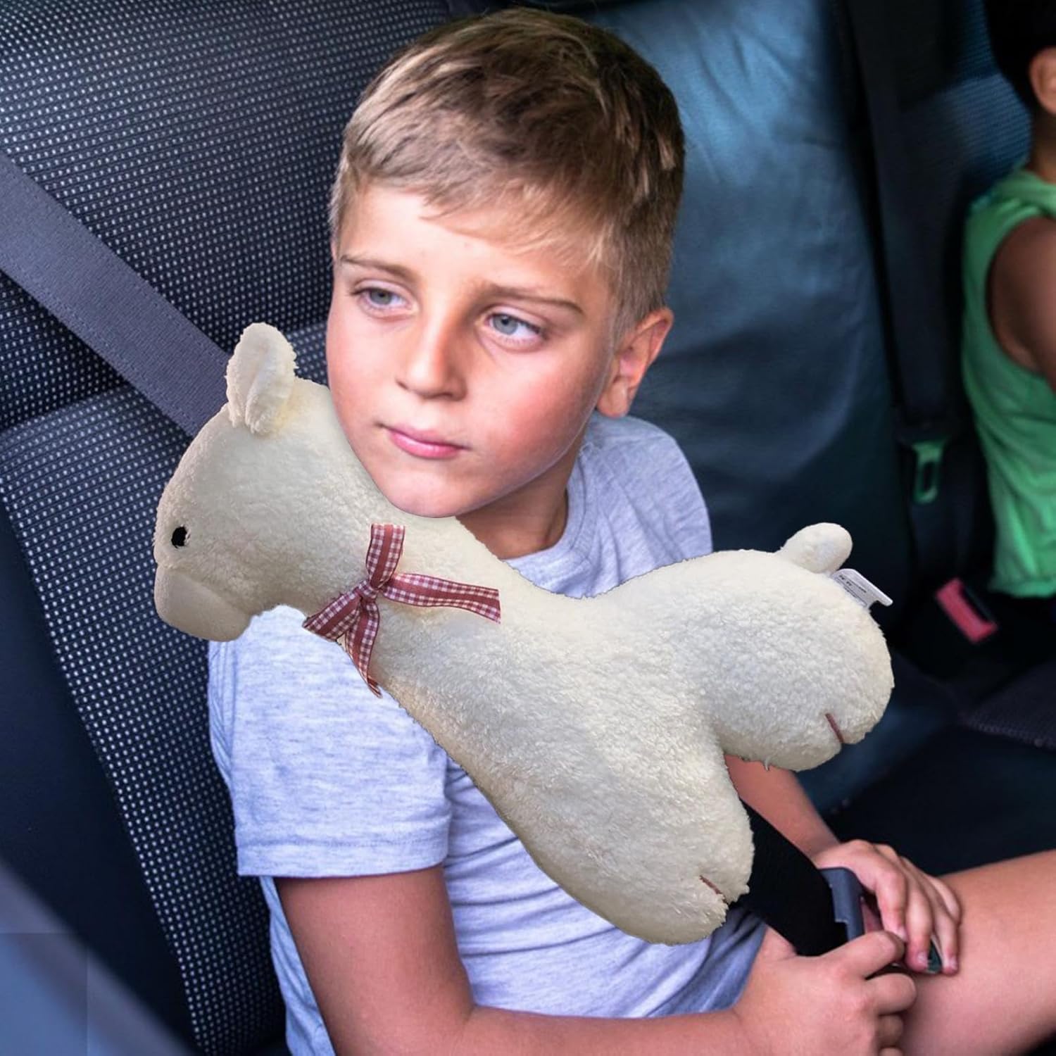 Милая альпака, жираф, единорог, подушка для путешествий в машине с динозавром, подушка для ремня безопасности, накладки на плечи для автомобиля, эргономичный дизайн, для взрослых и детей Left