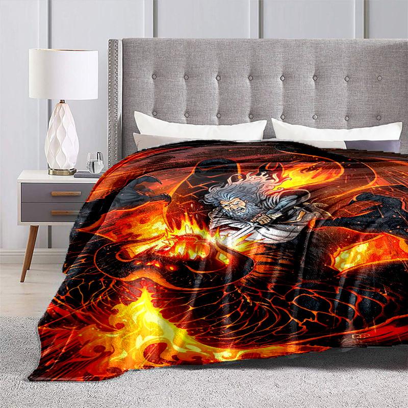 1pc Dragon Vs. Wizard: Epic Battle Cartoon Blanket,Portable Throw for Travel & Camping, All Season Cozy Blanket,Ideal Gift