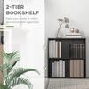 2 Tier Bookshelf, Low Bookcase with Adjustable Shelf, 2 Compartments for Home Office, Living Room, Study, Black