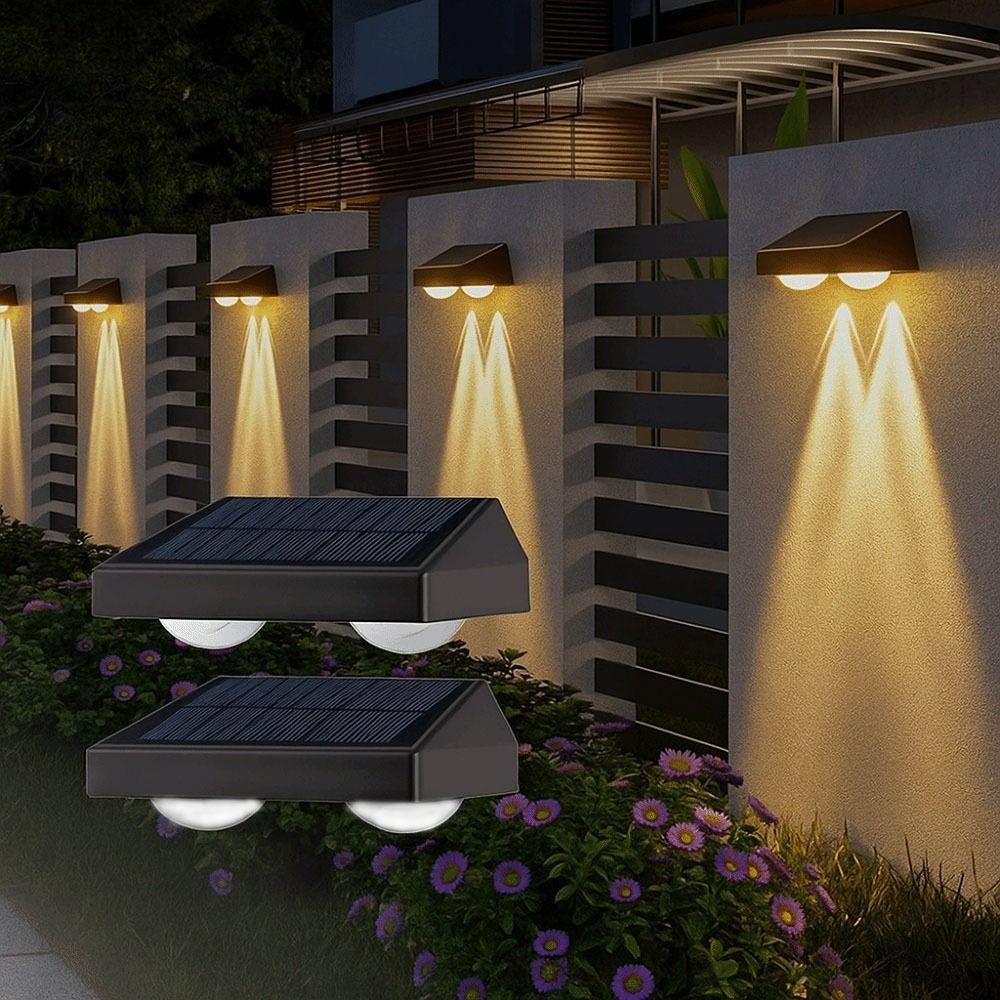 2LED Waterproof Solar Wall Lamps 3LED Solar Wall Lights Yard Atmosphere Wall Lights  Garden