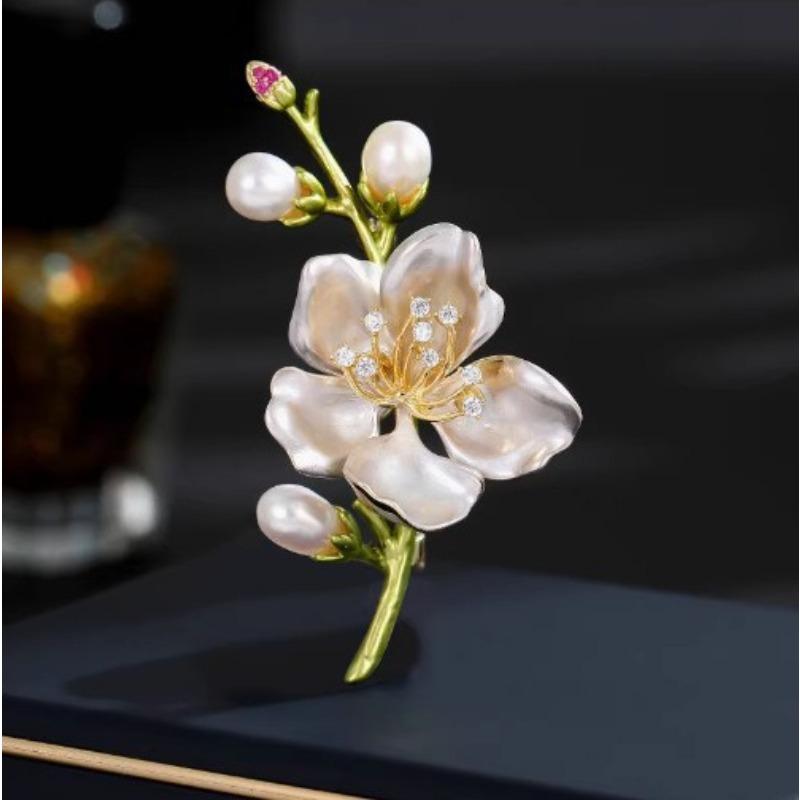 New Alloy Brooch High-end Niche Women's Peony High-end Pin Coat Suit High-end Versatile Brooch