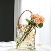 Glass Vase Transparent Tote Bag Shape Wrinkled Irregular Texture Flower Vase Hydroponics Accessories Terrarium Home Decoration