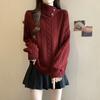 Sweater for Women Autumn Winter Thickened Warm Knitted Stretchy Long Sleeve High-neck Tops