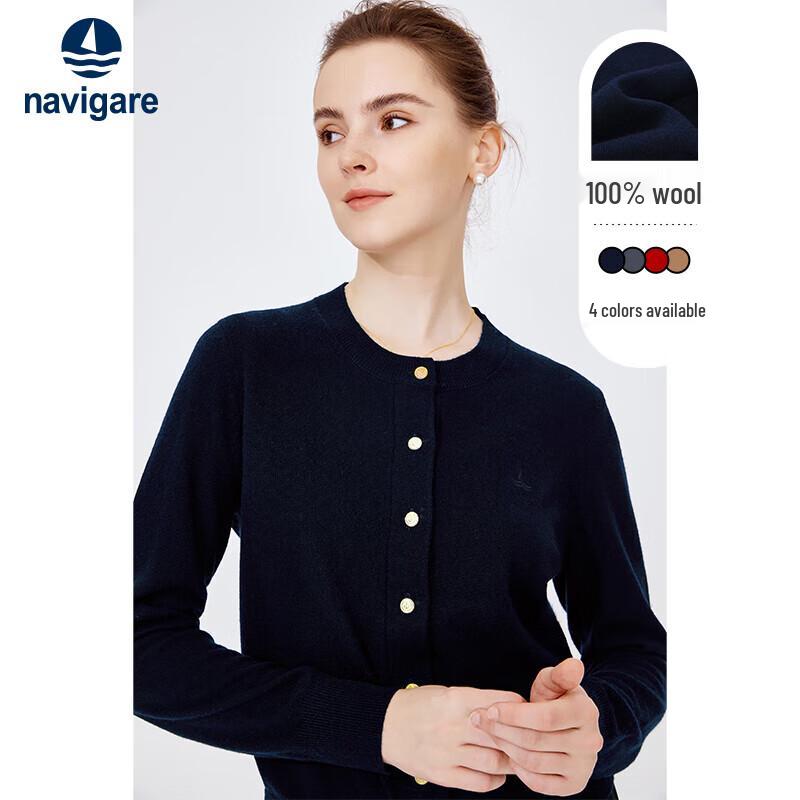 

Navigare Women s 100% Wool Round Neck Cardigan M