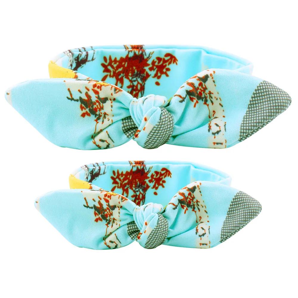 2PcsSet Headbands Mother Baby Turban Mom And Me Matching Headband Mom Daughter Rabbit Ears Floral Print Hair Accessories
